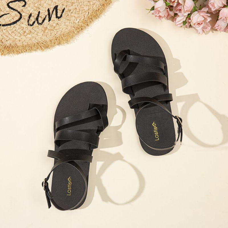 Damen Casual Cross Strap Clip Toe Sandalen