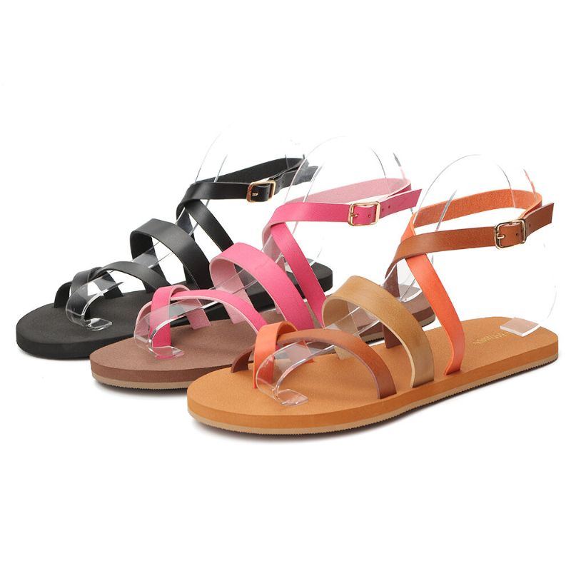 Damen Casual Cross Strap Clip Toe Sandalen