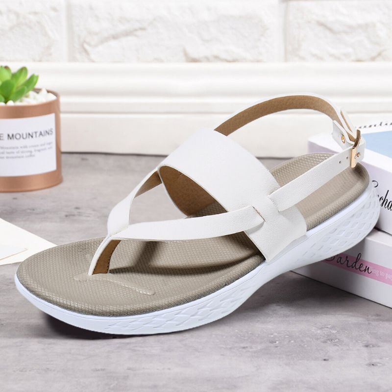 Damen Flip Flop Slingback Schnalle Weiche Sohle Lässig Flache Sandalen