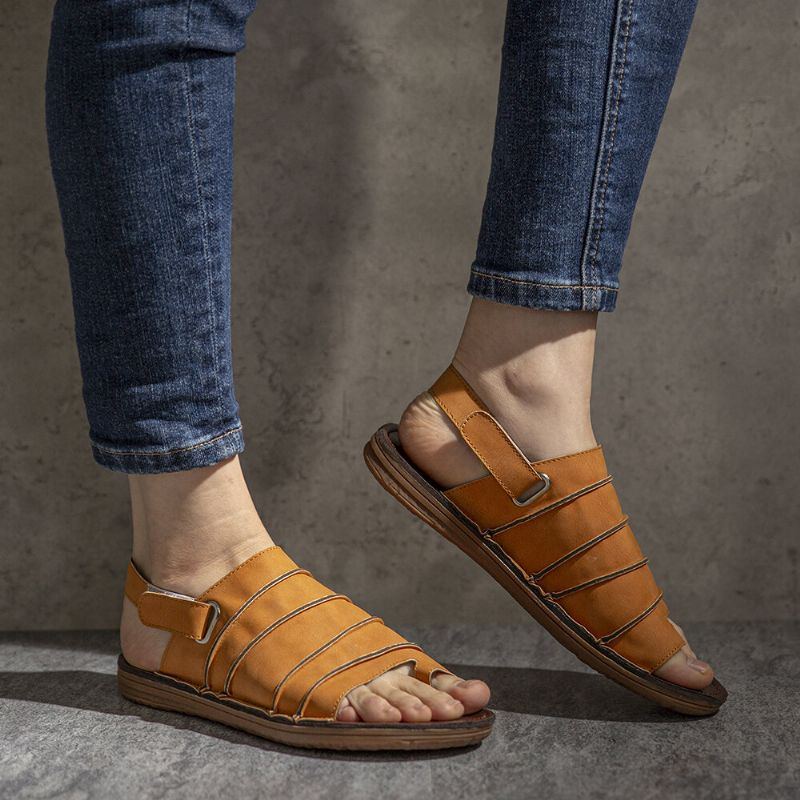 Damen Hakenschlaufe Clip Toe Handgefertigte Nähte Lässige Rutschfeste Slingback Sandalen