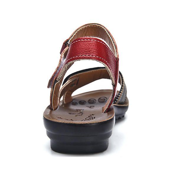 Damen Leder Lässig Bequeme Flache Sandalen