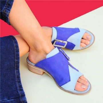 Damen Plus Size Color Stitching Buckle Casual Open Toe Square Heel Spring Summer Wedges