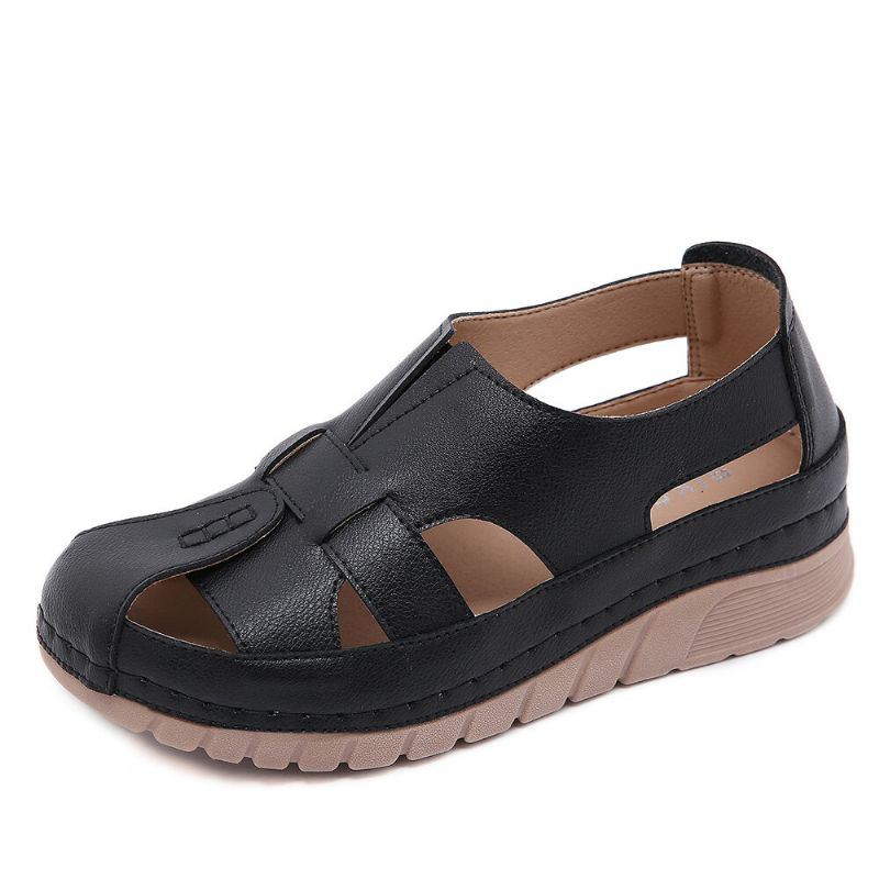 Damen Retro Closed Toe Rutschfeste Leichte Slip On Fisherman Sandalen