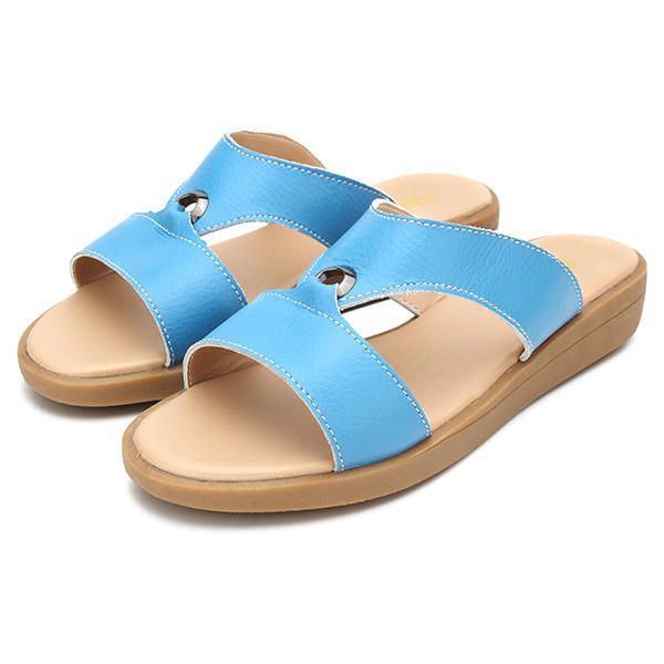 Damen Sommer Chic Strandsandalen Atmungsaktive Slip On Flache Hausschuhe