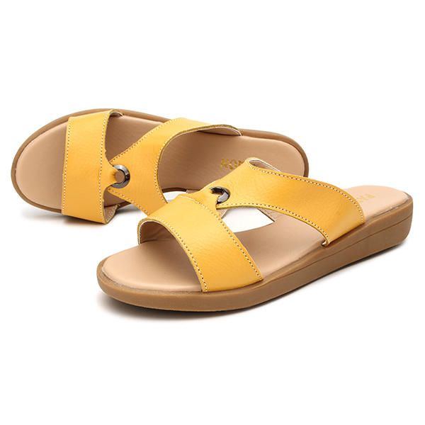 Damen Sommer Chic Strandsandalen Atmungsaktive Slip On Flache Hausschuhe