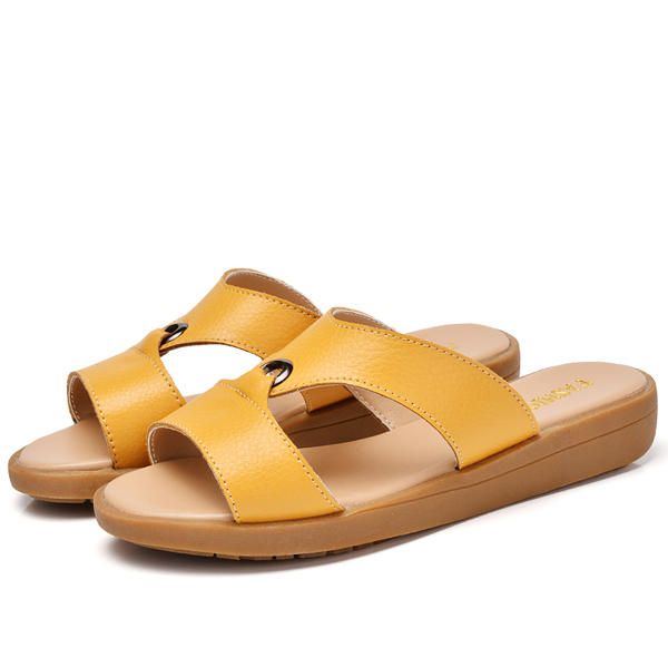 Damen Sommer Chic Strandsandalen Atmungsaktive Slip On Flache Hausschuhe