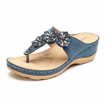 Damen Strand Flip Flops Weiche Lässige Keilsandalen