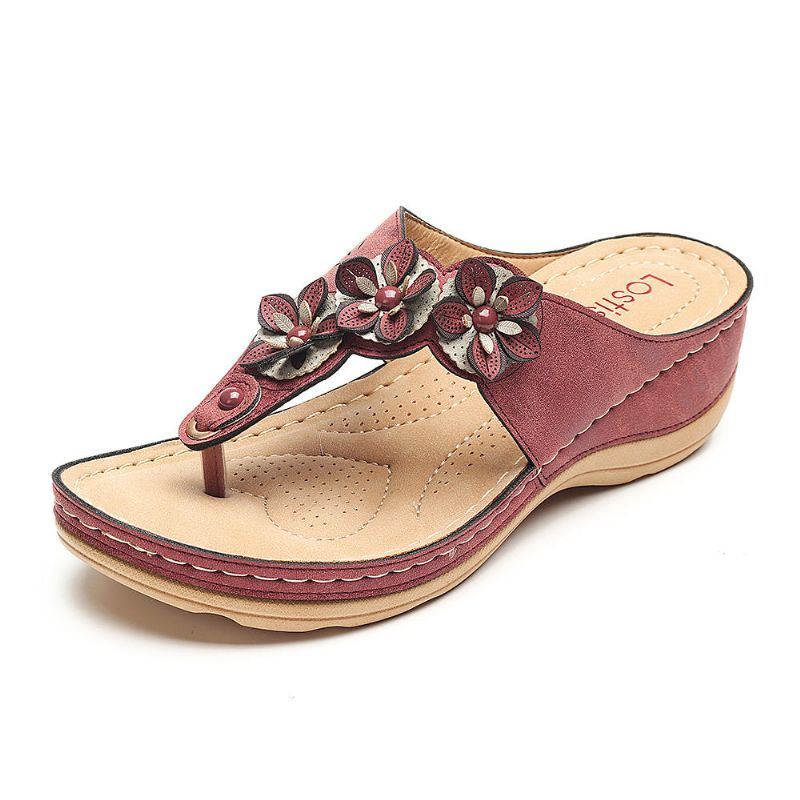 Damen Strand Flip Flops Weiche Lässige Keilsandalen