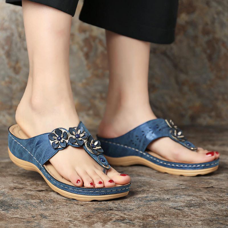 Damen Strand Flip Flops Weiche Lässige Keilsandalen