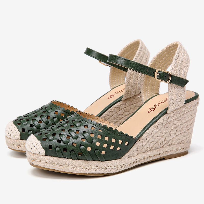 Damen Weaved Hollow Out Espadrilles Wedge Sandalen