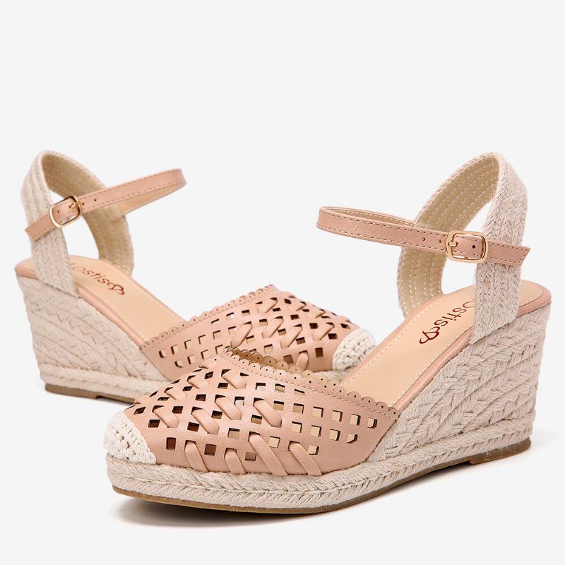 Damen Weaved Hollow Out Espadrilles Wedge Sandalen