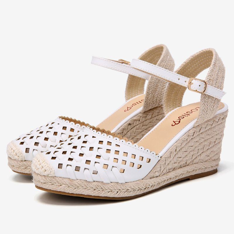 Damen Weaved Hollow Out Espadrilles Wedge Sandalen