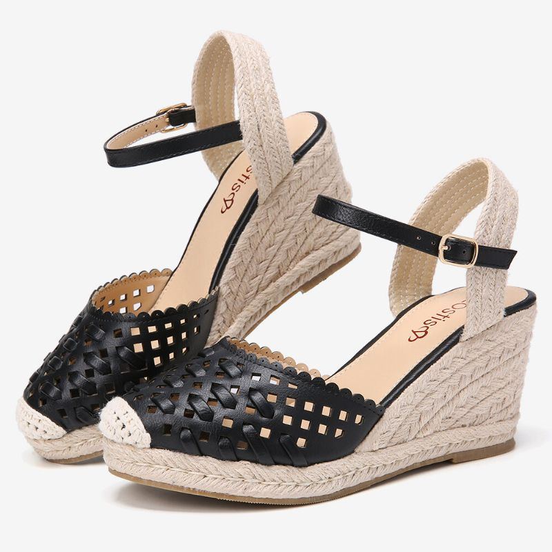 Damen Weaved Hollow Out Espadrilles Wedge Sandalen