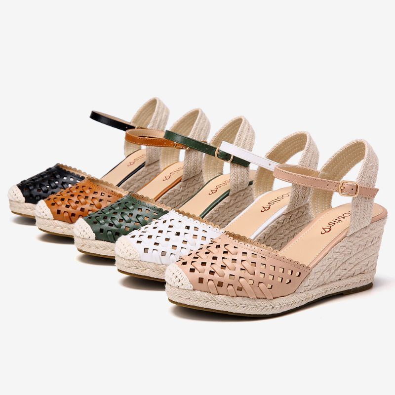 Damen Weaved Hollow Out Espadrilles Wedge Sandalen