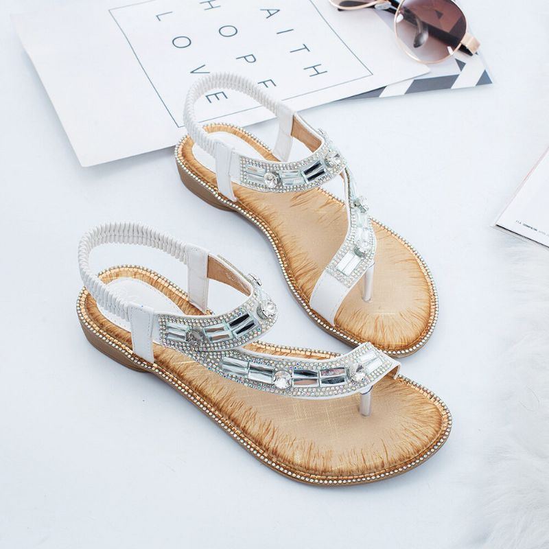 Damenmode Strass Böhmen Tragbare Clip Toe Sandalen