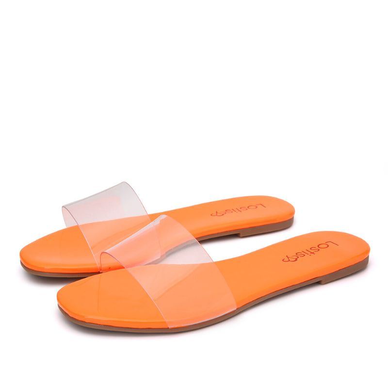 Einfarbige Transparente Lässige Slide Sandalen Für Damen