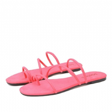 Einfarbige Zehenring Riemchen Casual Sandalen Für Damen