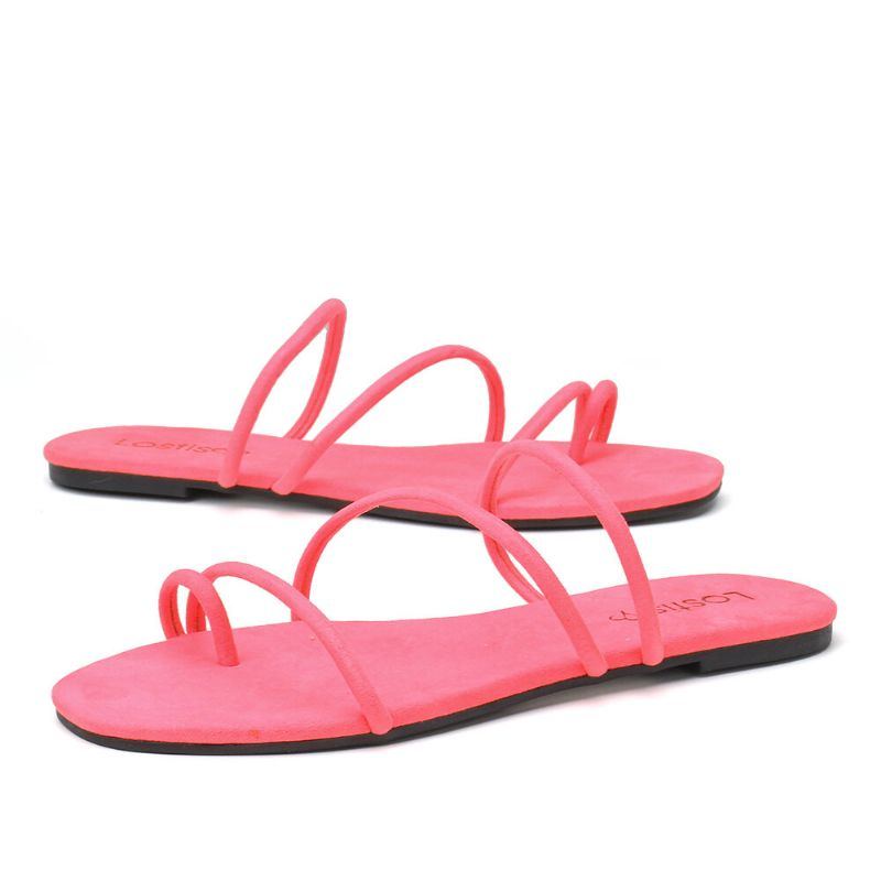 Einfarbige Zehenring Riemchen Casual Sandalen Für Damen