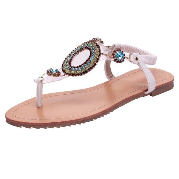 Elastische Flip Flops Mit Strasssteinen Für Damen Lässige Flache Sandalen