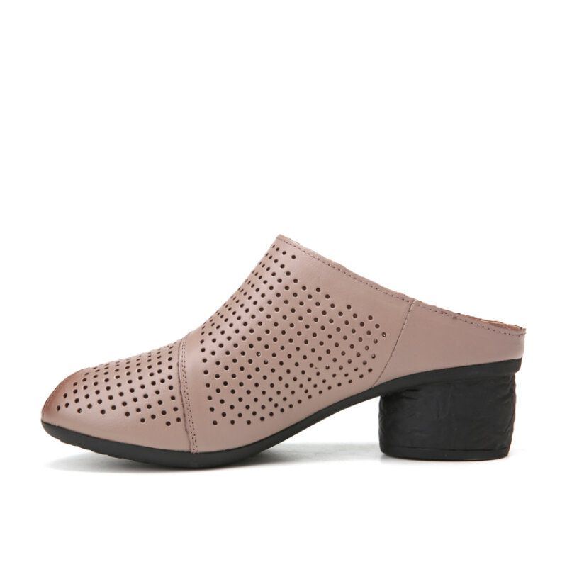 Ethno Blumenschleifen Dekor Für Damen Aushöhlen Bedrucktes Rindsleder Peep Toe Absatz Sandas.