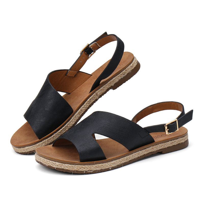 Flache Damen Sandalen Mit Einfachem Riemen Und Slingback