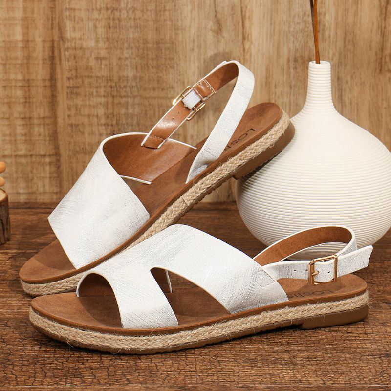 Flache Damen Sandalen Mit Einfachem Riemen Und Slingback