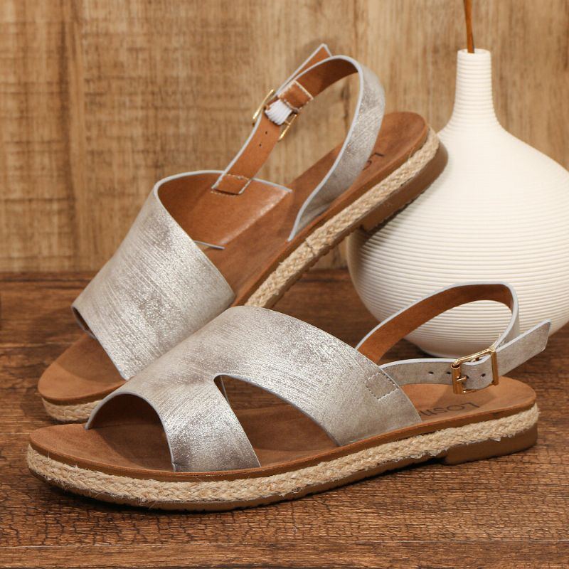 Flache Damen Sandalen Mit Einfachem Riemen Und Slingback