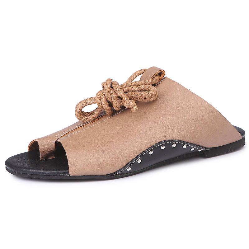 Flache Flip Flop Sandalen Für Damen Zum Schnüren Von Bequemen Freizeitschuhen