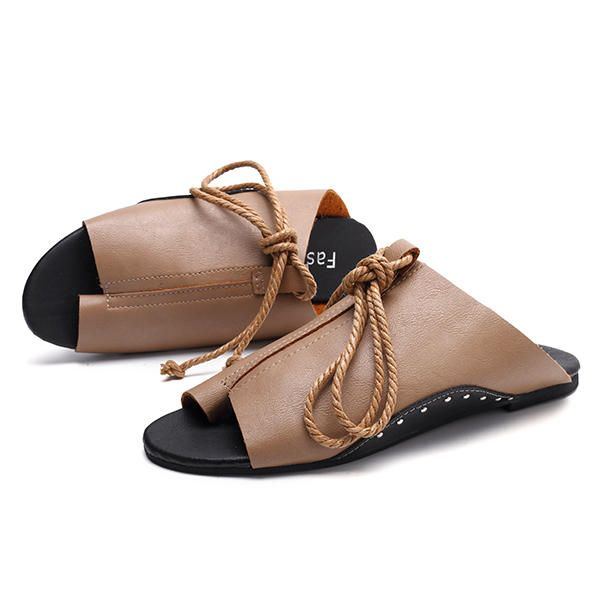 Flache Flip Flop Sandalen Für Damen Zum Schnüren Von Bequemen Freizeitschuhen