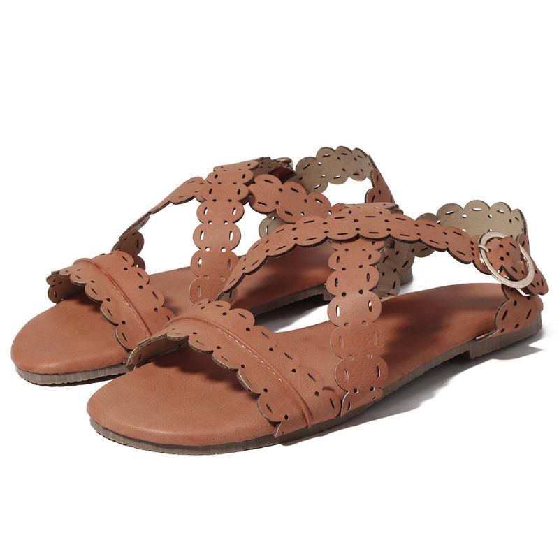 Flache Römische Sandalen Mit Offener Spitze Für Damen