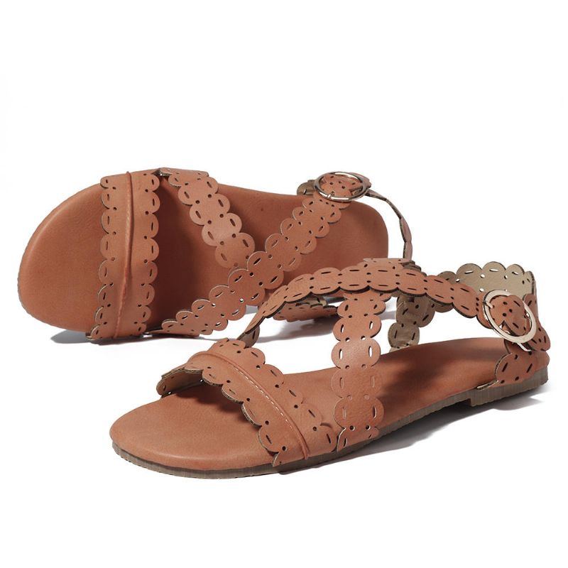 Flache Römische Sandalen Mit Offener Spitze Für Damen