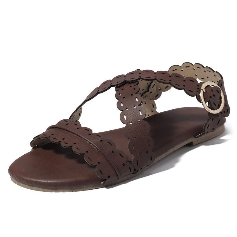 Flache Römische Sandalen Mit Offener Spitze Für Damen