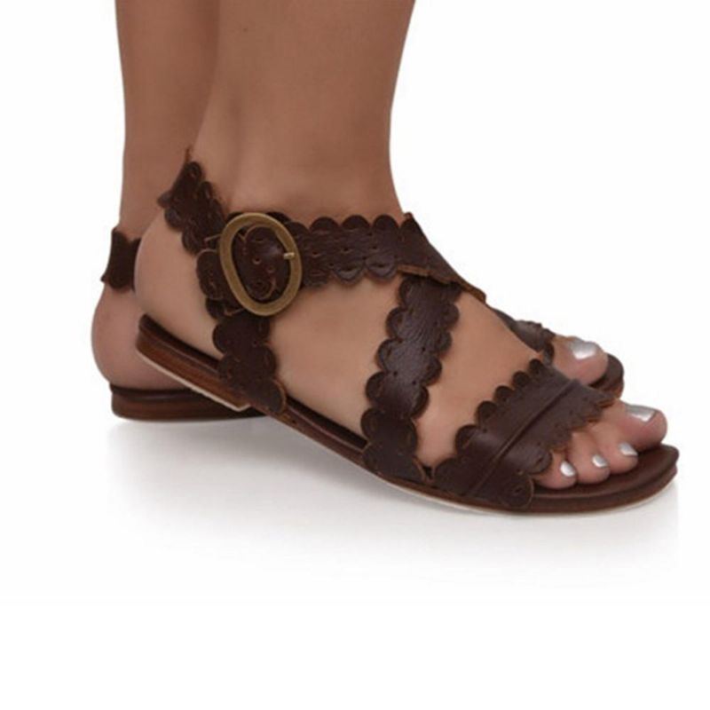 Flache Römische Sandalen Mit Offener Spitze Für Damen