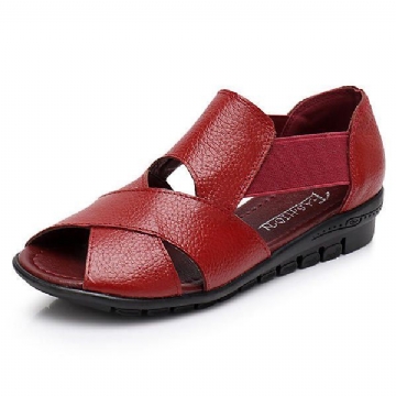 Flache Sandalen Aus Echtem Leder Für Damen