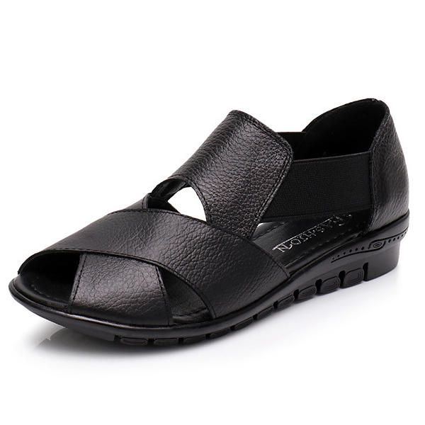 Flache Sandalen Aus Echtem Leder Für Damen