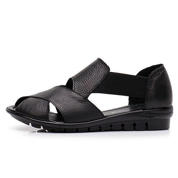 Flache Sandalen Aus Echtem Leder Für Damen