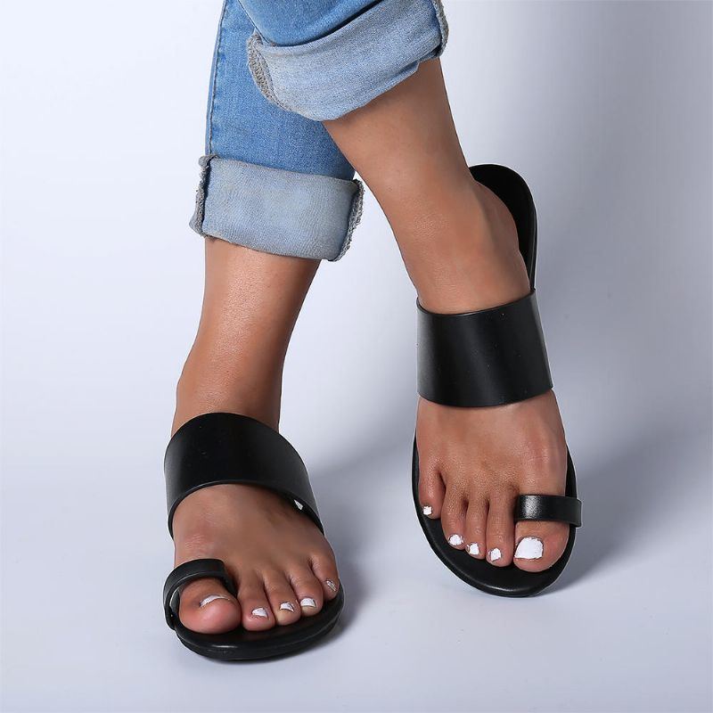 Flache Strandsandalen Mit Clip Toe Für Damen In Reiner Farbe