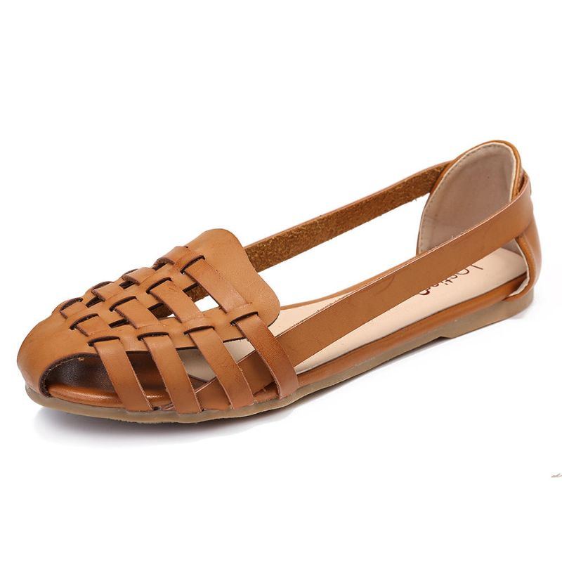 Damen Aushöhlen Muster Closed Toe Slip On Sandalen