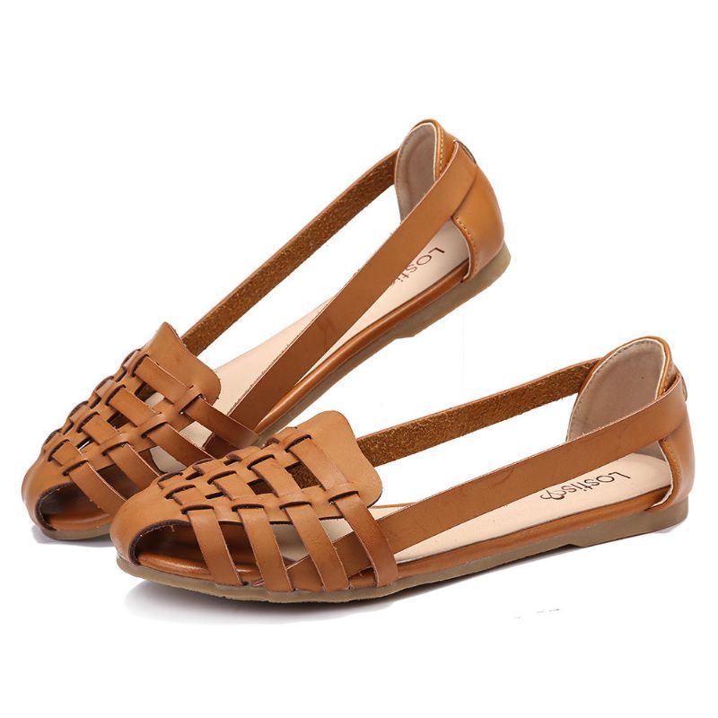 Damen Aushöhlen Muster Closed Toe Slip On Sandalen