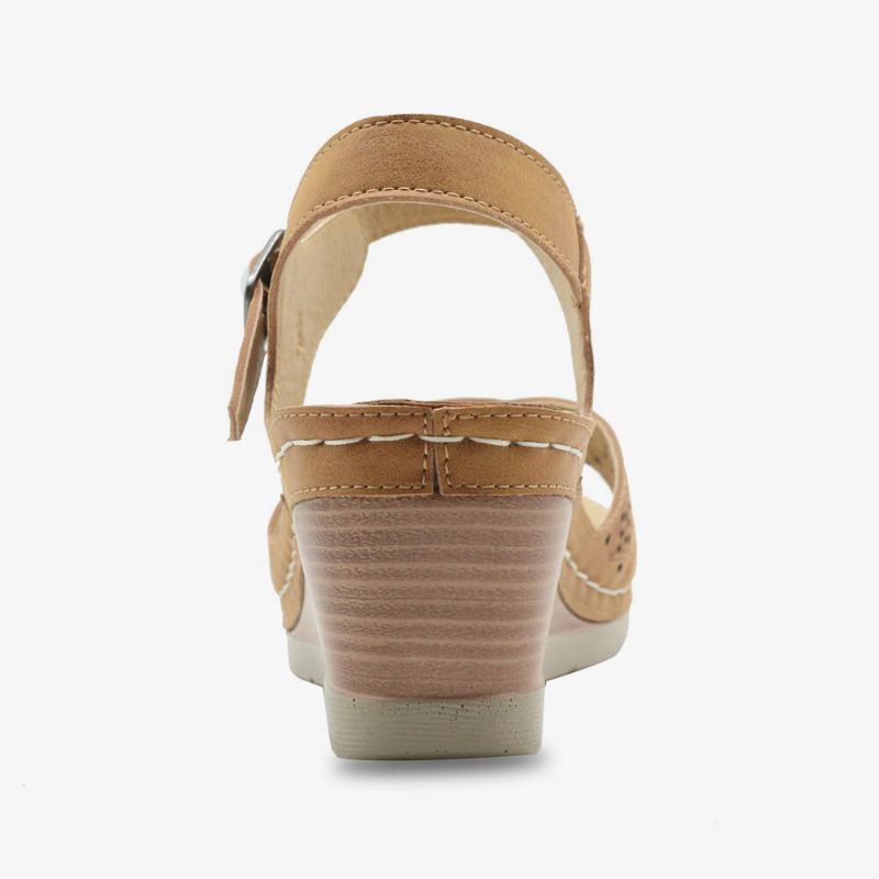 Damen Aushöhlen Open Toe Buckle Casual Summer Wedge Sandalen