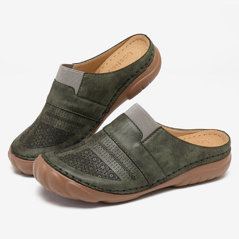 Damen Blumenmuster Aushöhlen Bequeme Rückenfreie Sommersandalen