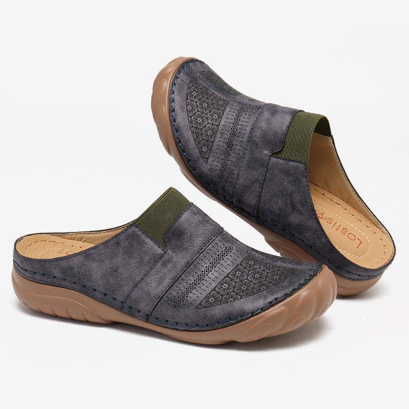 Damen Blumenmuster Aushöhlen Bequeme Rückenfreie Sommersandalen