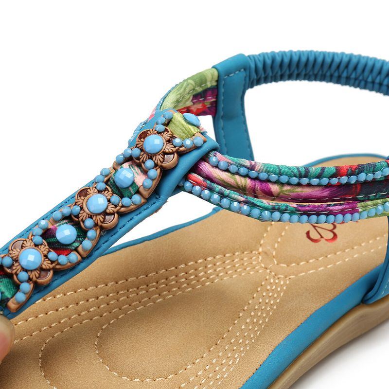 Damen Böhmen Das Elastisches Band Klipp Zehen Weiche Alleinige Kausale Sommer Flache Sandalen Bördelt