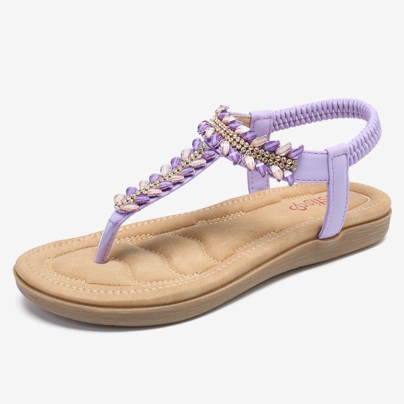 Damen Böhmen Das Gummiband Slip Auf Beiläufigen Sommer Strand Flachen Sandalen Bördelt