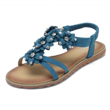 Damen Böhmische Blumen Beiläufige Schuh Strand Flache Sandalen