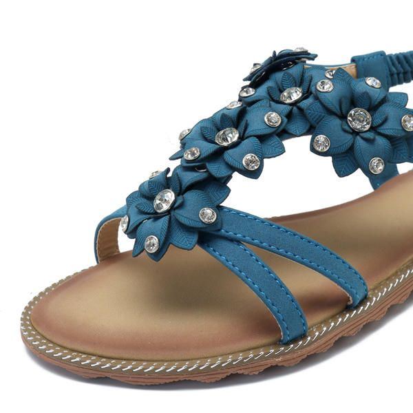 Damen Böhmische Blumen Beiläufige Schuh Strand Flache Sandalen