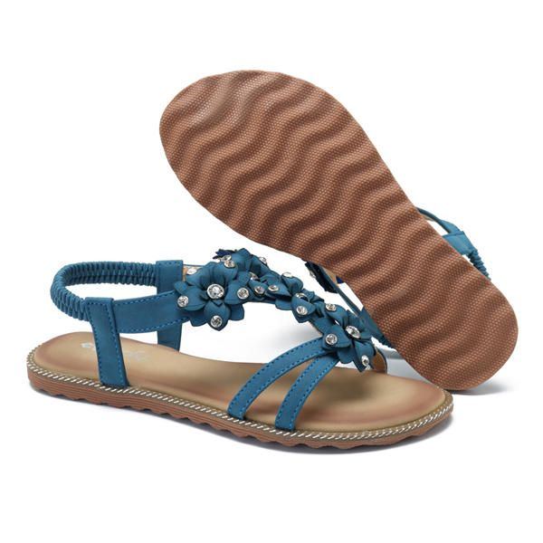 Damen Böhmische Blumen Beiläufige Schuh Strand Flache Sandalen