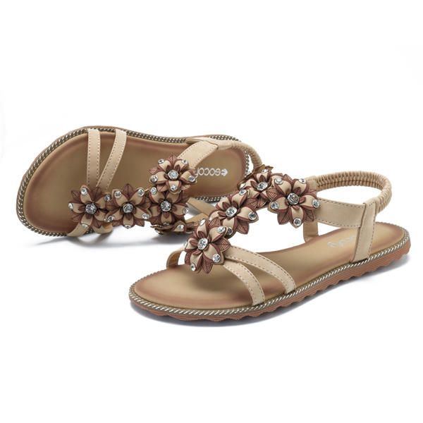 Damen Böhmische Blumen Beiläufige Schuh Strand Flache Sandalen