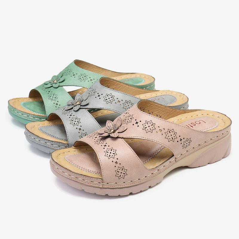 Damen Cutout Open Toe Soft Sole Slip On Lässige Tägliche Sommer Keilsandalen