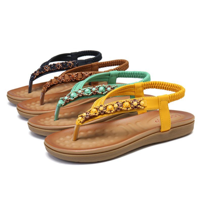 Damen Die Strass Gummiband Beleg Auf Flip Flops Beiläufige Sandalen Bördeln